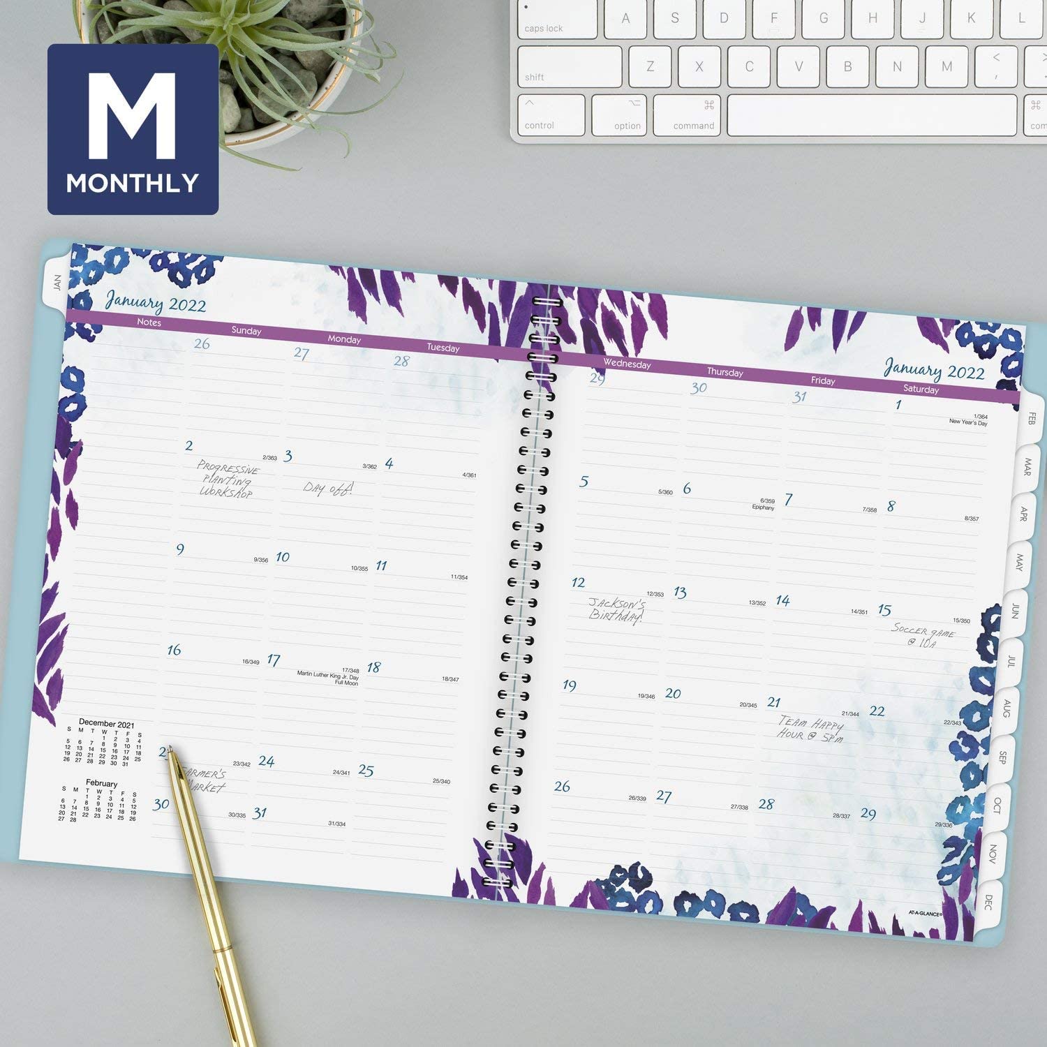 AT-A-GLANCE 2023 Weekly & Monthly Planner, 8-1/2" x 11", Large, Wild Washes Teal (523-905) - Image 3